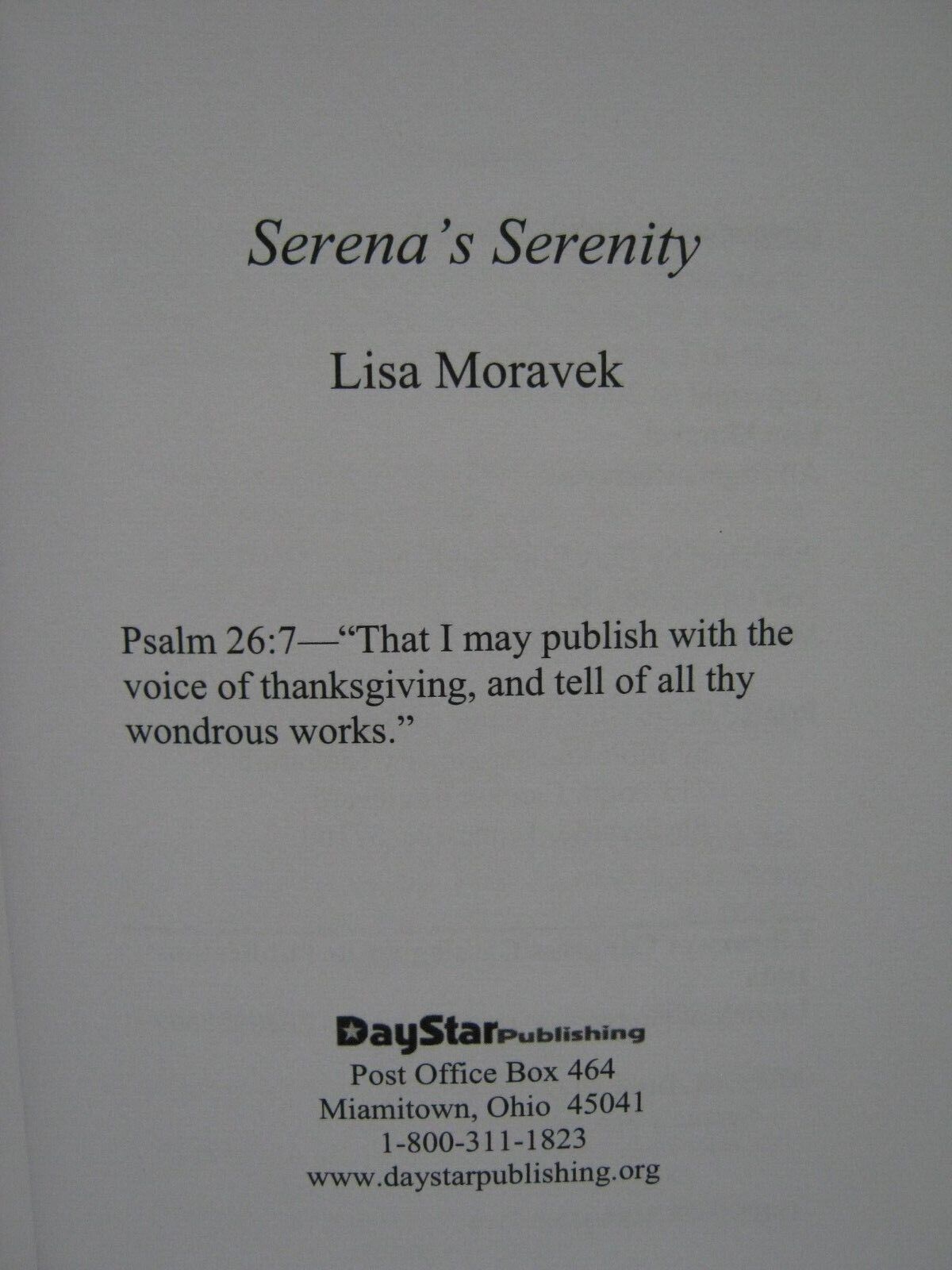 Serena's Serenity – Daystar Publishing