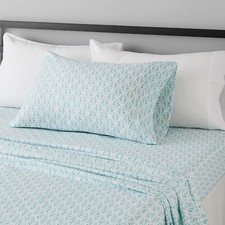 3PCS Twin XL Aqua Fern Printed Bed Sheet Set Lightweight Super Soft Easy Care