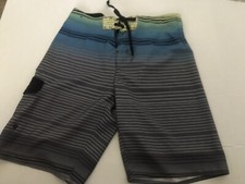 Hang Ten Mens Board Shorts Swim Trunks Multi Color Stripe Large Lined Polyester