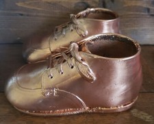 Vintage Copper Plated Baby Shoes Nursery Decor 5 L x 2 W x 2.5 H. Good Shape