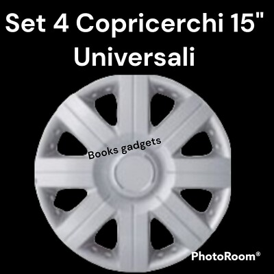Copricerchio Universale Da 15 Pollici - Argento E Nero Con Artigli In Plastica E Anello Metallico - 1 Pezzo - 4