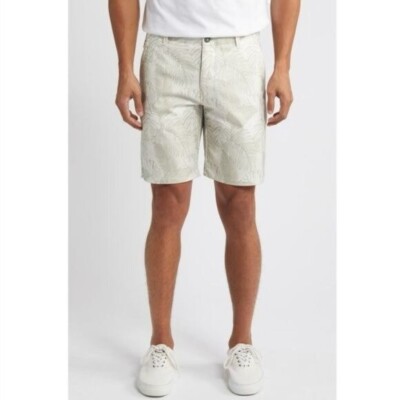 New Tommy Bahama On Par Frond Print Performance Shorts in Bleached Sand 40 x 9
