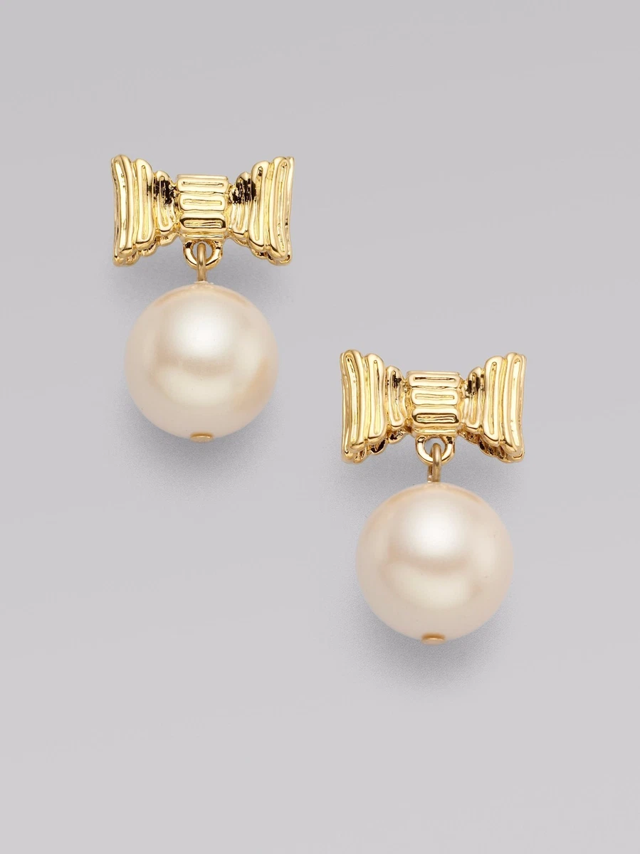 Kate Spade All Wrapped Up Pearl Earrings BOW DROP DANGLE BEAU