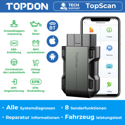 TOPDON TOPSCAN Lite Profi Auto Diagnosegerät KFZ OBD2 Scanner ALLE System TPMS