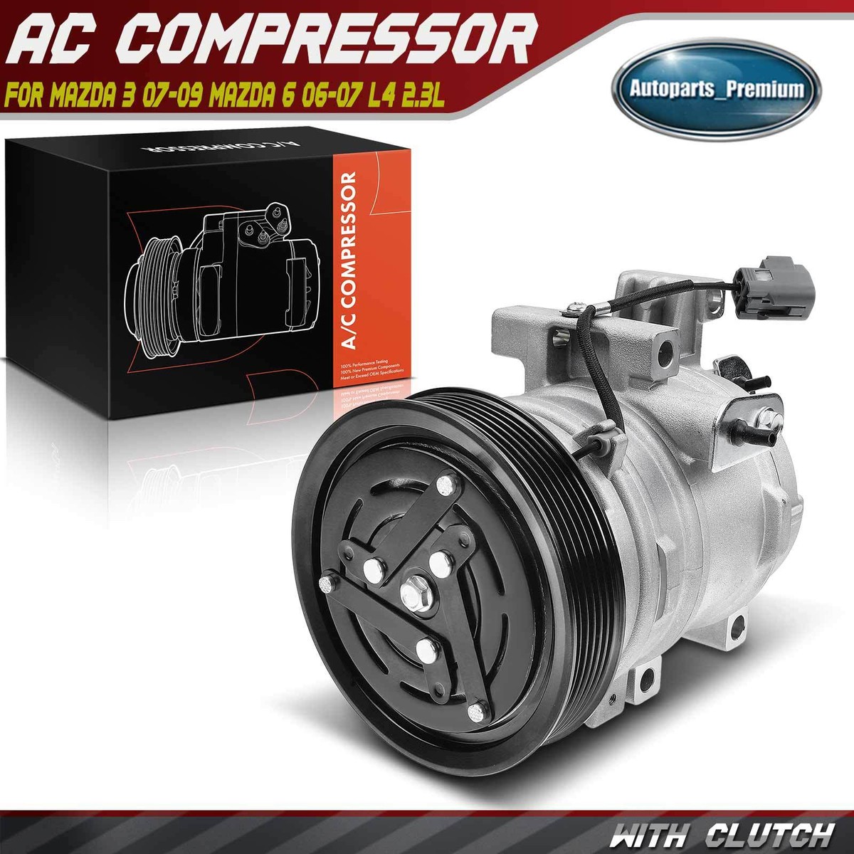 AC Compressor with 6-Groove for Mazda 3 2007 2008 2009 Mazda 6
