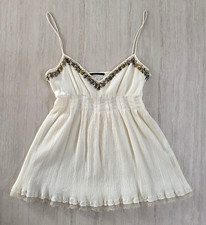 Elie Tahari*Cream CamiTop*Size-S*Embroidered*Silk blend