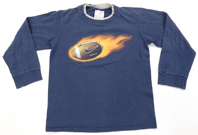 Rare Vintage NIKE Flame Fire Football Long Sleeve Ringer T Shirt