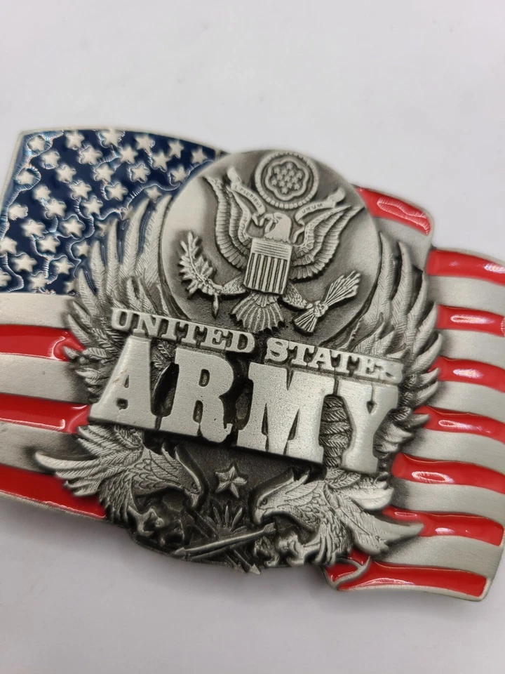 Hebilla de cinturón de peltre del ejército de Estados Unidos coloreada Siskiyou hecha en EE. UU. Foto 2 de 4