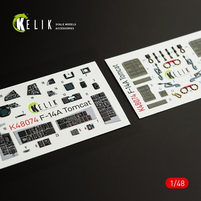 F-14A Tomcat interior 3D decals for Italeri kit 1:48 KeliK K48074 For Model Kit