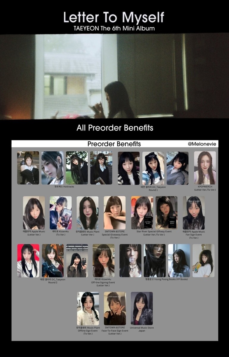 SNSD TAEYEON SOLO ALBUM 'LETTER TO MYSELF' ALL POB EVENT PHOTOCARD