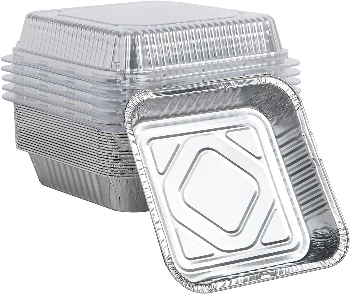 8 X 8 Aluminum Foil Pans with Lids, 20-Pack Square Disposable Baking Pans,  Alumi