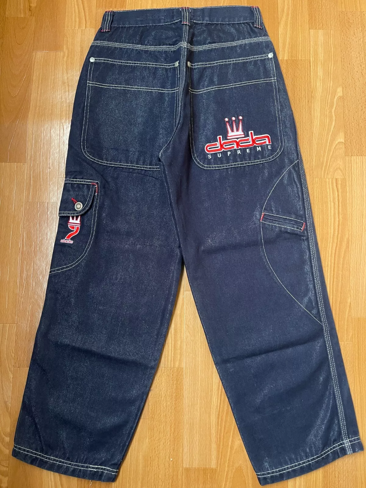 Jean Dada Supreme Damani, vintage baggy, brillant, argent métallisé, années 90 hip hop 26
