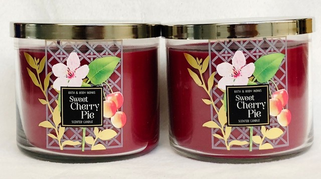 2 Bath Body Works Sweet Cherry Pie Large 3 Wick Candle 14 5 Oz