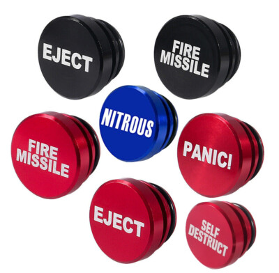 Car Power Point Cover EJECT * PANIC! * FIRE MISSLE * NITROUS * Red Black or Blue