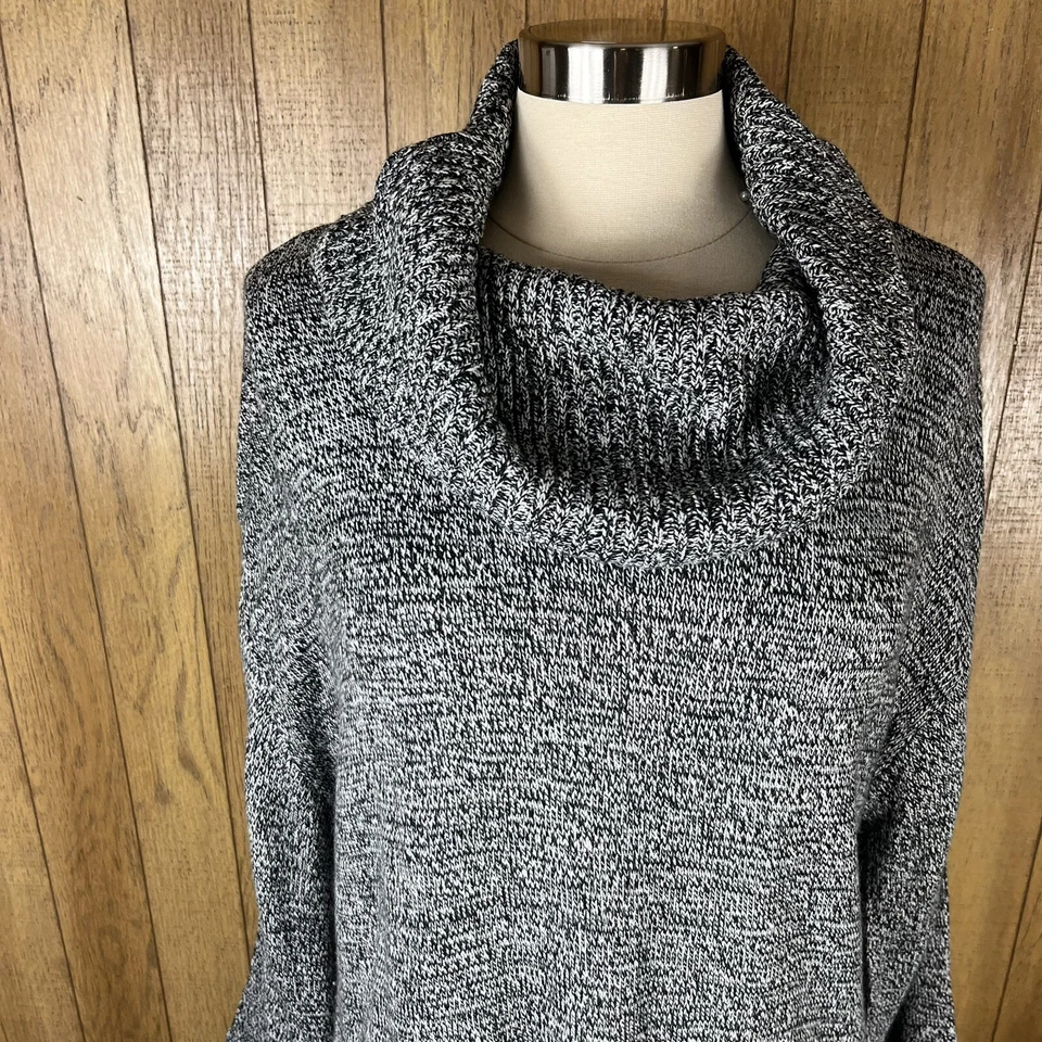 Vestido Suéter Nine West (Talla XL) Para Mujer Negro Tostado Manga Larga Capucha Cuello Foto 2 de 4