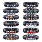 2Pcs/Sets Natural Stone Bracelets Hematite Bracelets Women Men Bracelets Jewelry