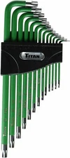 Titan 12715 13-Piece Extra Long Tamper Resistant Star Key Set,Green