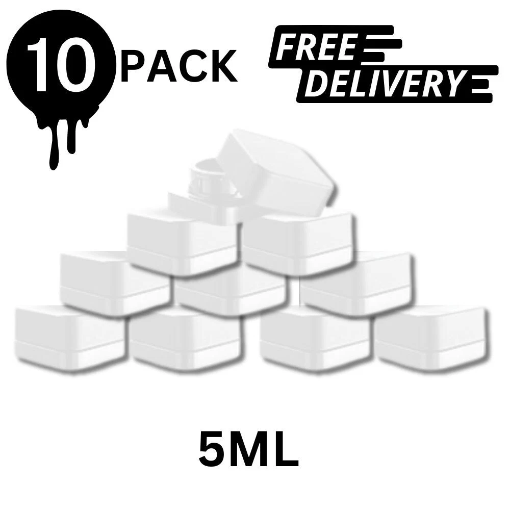 10 pack 5ml white Square Oil Concentrate Extract cosmetics Jars Storage multibuy