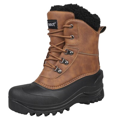 Unisex Leather Fleece Winter Snow Boots Men Ladies Outdoor Garden Farm  Boots UK