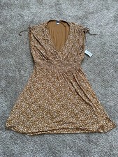 Waist-Defined Sleeveless Tie-Shoulder Smocked Mesh Mini Dress - Adult Size: L