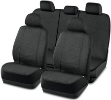 Car Seat Covers Front and Split Rear Bench Seat Cover Full Set Black Full Set