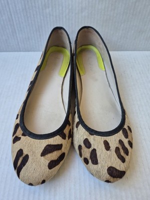  Boden Leopard Calf Hair Round Toe Ballet Flats Size 38  US 7.5/8