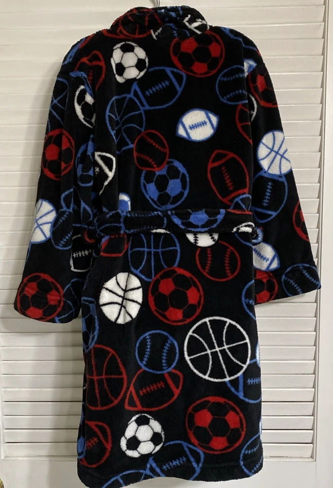 Bata de baño de vellón suave para pelotas deportivas para niños, pequeña canasta de fútbol béisbol fútbol americano Foto 3 de 4