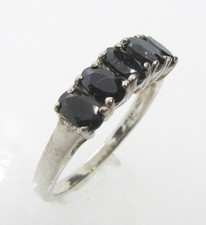925 STERLING SILVER GENUINE OVAL SAPPHIRE BAND RING SIZE 7  2.5G