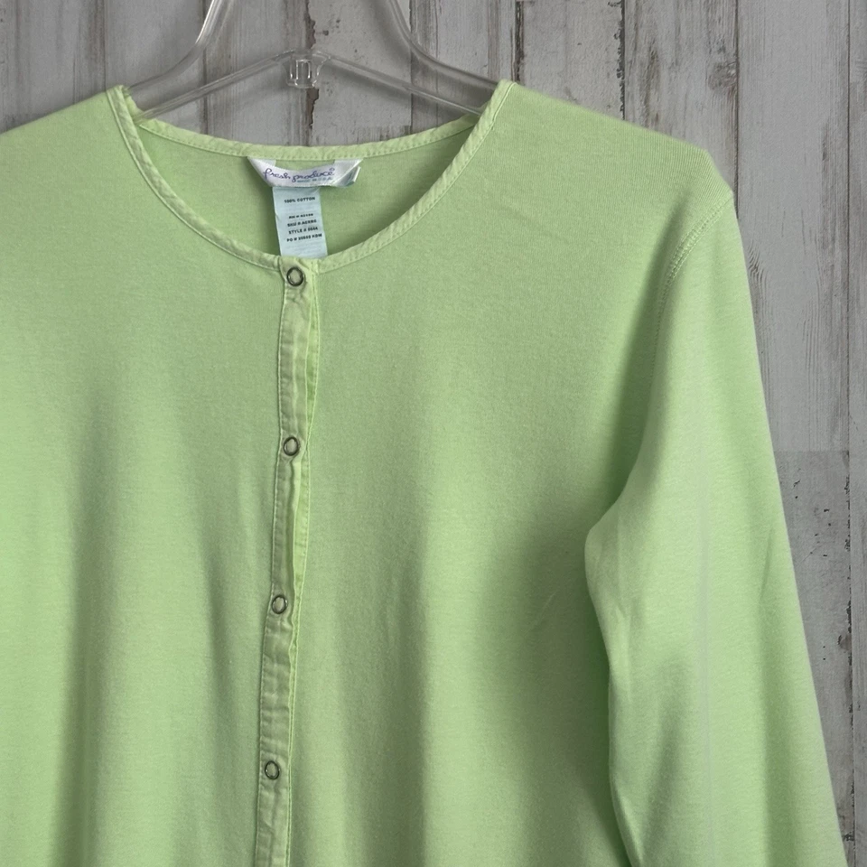 Suéter Fresh Produce Botón Frontal L Lima Chartreuse Manga Larga Trabajo Oficina Top Foto 3 de 4