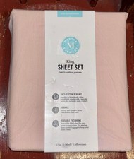 Martha Stewart Dusty Rose Mauve Crisp Cotton Percale King Size Sheet Set