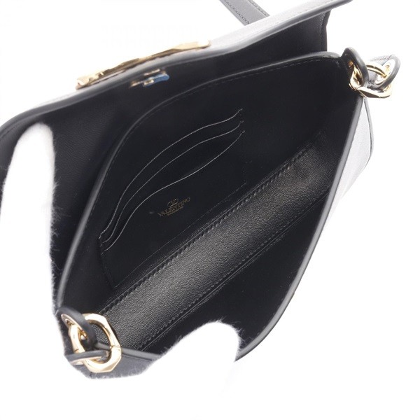 Valentino Garavani V Shoulder Bag Leather Black Women Used Authentic thumbnail 3