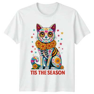 Tis The Season T-Shirt Sugar Skull Katze Tag der Toten Weihnachtsgeschenk