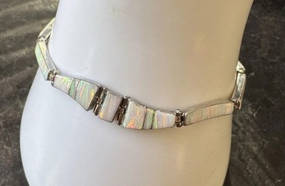 VTG Oscar Figueroa Escorcia 950 sterling silver inlaid Fire Opal link bracelet