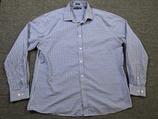 Tommy Hilfiger Shirt Mens XL Blue Check Slim Fit Long Sleeve Button Up Casual