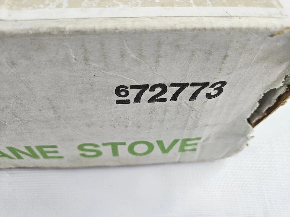 Estufa de camping propano quemador marca Sears de colección bronceado modelo 727730 caja leer Foto 3 de 4