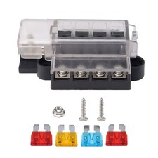 Compact 4 Circuit ST Blade Fuse Block With Cover 100A Marine Boat RV Auto