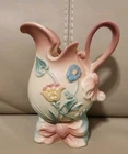 Vintage MCM Hull Pottery Bowknot B1 5 1/2" Pitcher Ewer Vase Blue Pink, EUC
