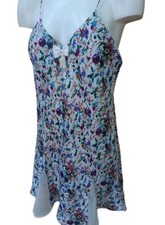 Victoria Secret Gold Label Satin Floral Mini Slip Dress Size M Lingerie Ruffles