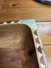 MCM Acacia Wood Serving Bowl Inlaid Geometric Trim Folk Art Tray — photo 8