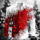 Christmas Shirts Men's Party Fashion Patterned Trendy Funky Bright Snowflakes