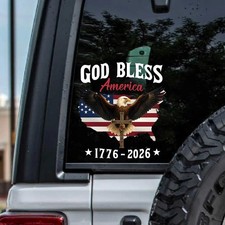 250th USA Anniversary Car Window Decal Sticker - 6''x6'' Patriotic UV DTF Decal