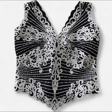 Vintage Tadashi Petite Crop Top Black & White...