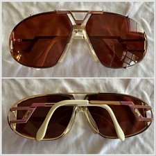 1980s CAZAL 907 Sunglasses Col 359 Gold Pink West Germany Aviators 64-12 VTG