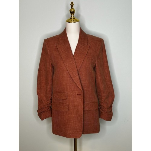 Veronica Beard Martel Dickey Blazer Rust Ruched Sleeve Size 10 $495
