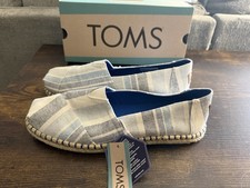 TOMS Flats Twilight Blue Multi Wide Stripes Rope Accents Slip-On Women's 9.5