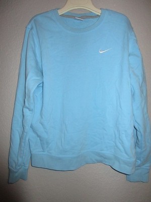 Nike Men's Light Blue Solo Swoosh Fleece Crew Sweatshirt