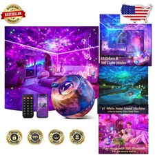Star Projector for Bedroom: 15 Colors, White Noise, Bluetooth Speaker