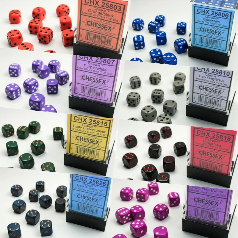 CHESSEX MANUFACTURING COMPANY, LLC Colorate 12mm d6 w6 Dadi Blocco (36 Dadi ) Würfelbox Cubo Würfelbox