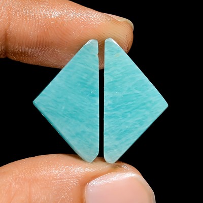 100% Natural Amazonite Fancy Shape Cabochon Gemstone Pair 17 Ct 23X12X4 mm