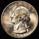 1947-S Washington Silver Quarter - San Francisco Mint - Choice Uncirculated BU+